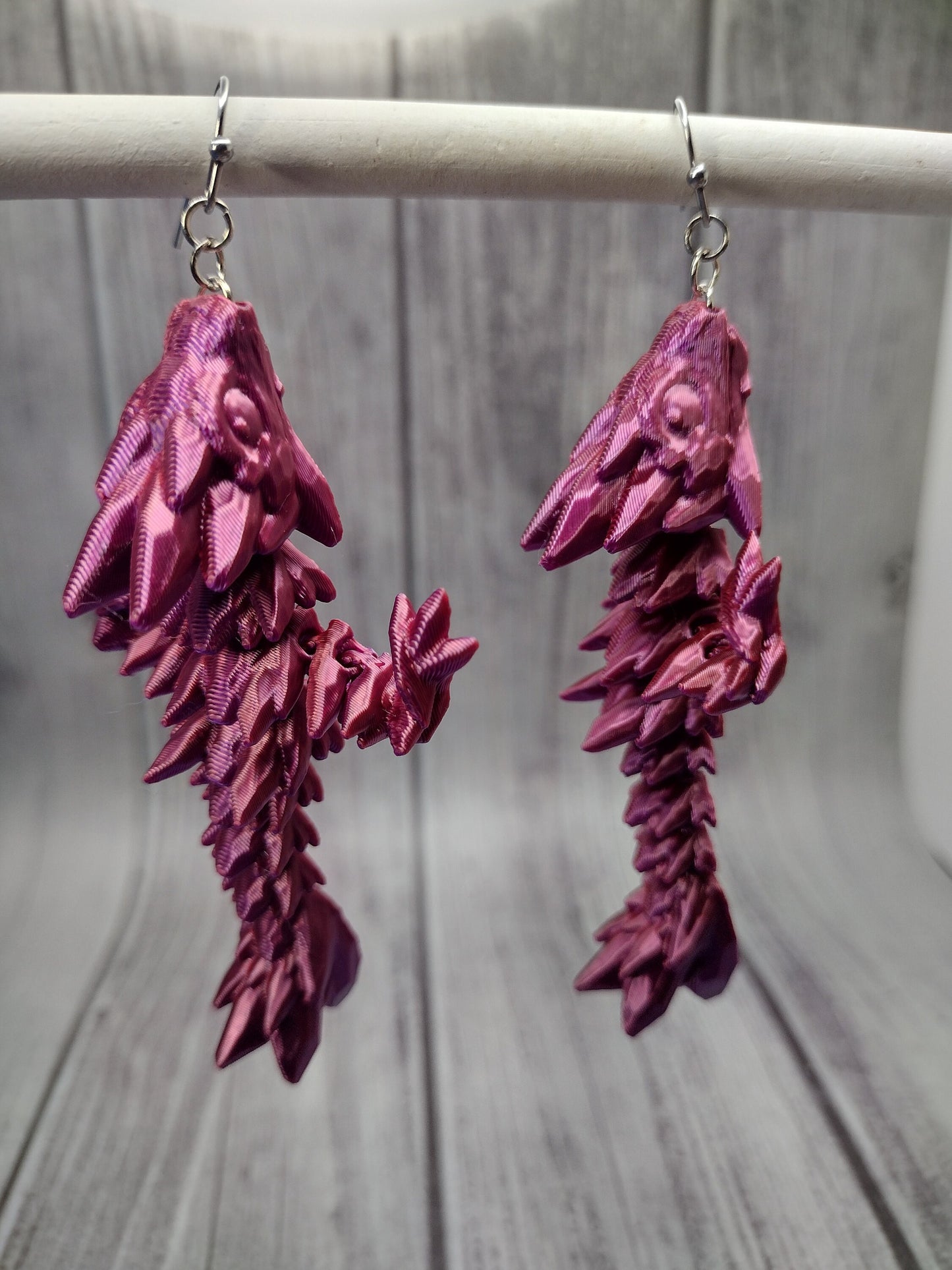 3d Gemstone Dragon Earrings Custom Color - Print to Order 3d Printed Dragon Stainless Steel