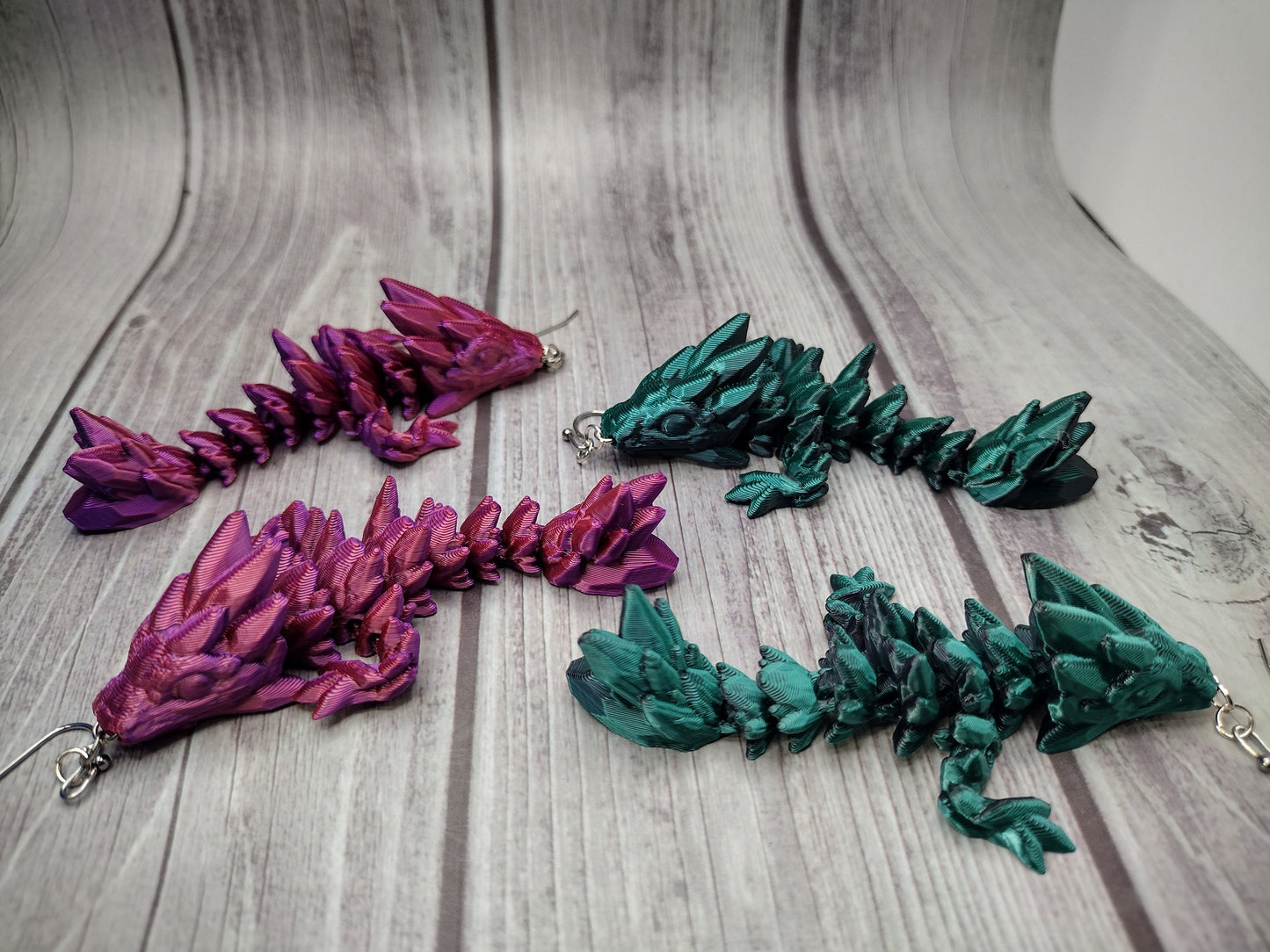 3d Gemstone Dragon Earrings Custom Color - Print to Order 3d Printed Dragon Stainless Steel