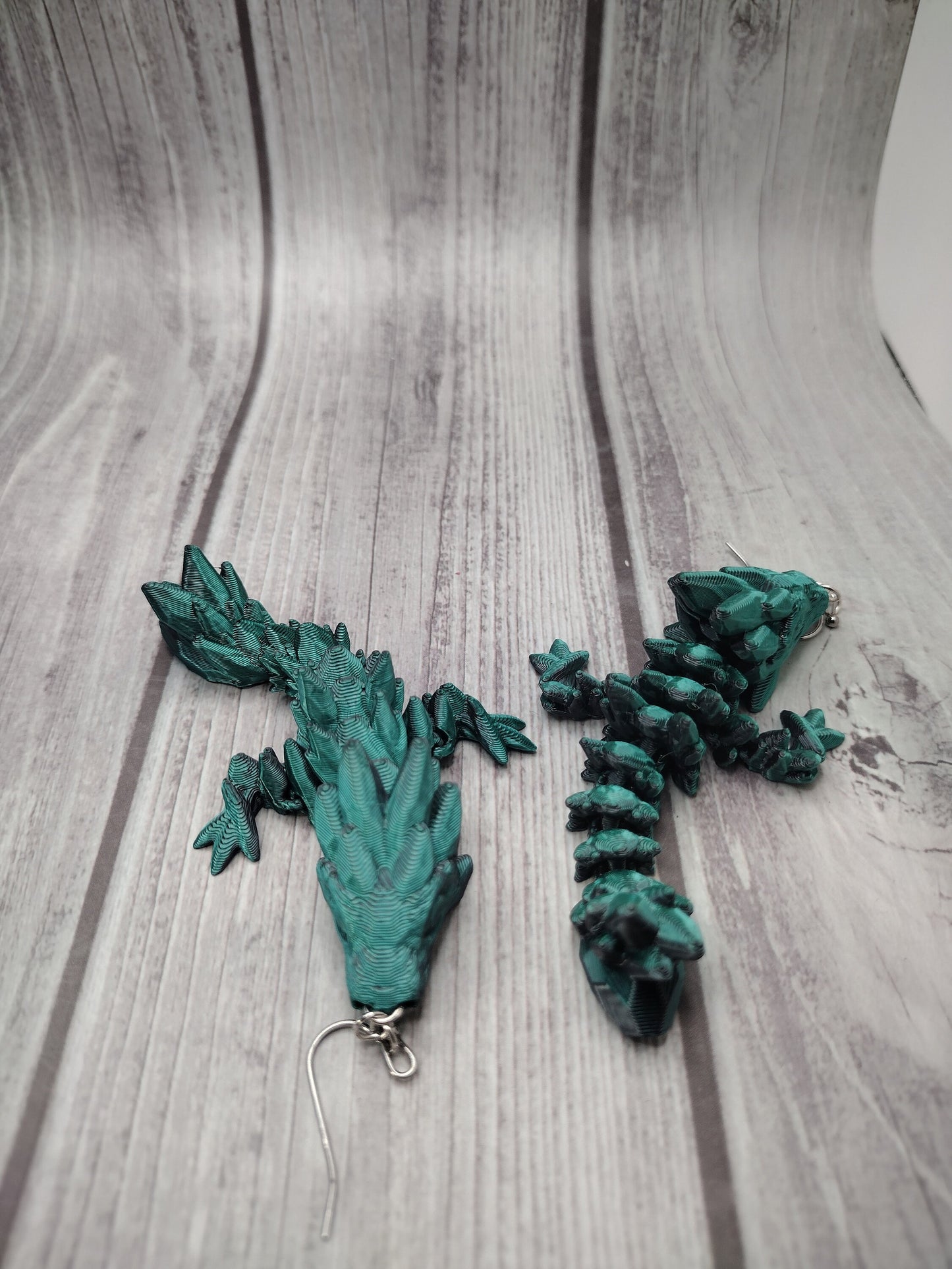 3d Gemstone Dragon Earrings Custom Color - Print to Order 3d Printed Dragon Stainless Steel