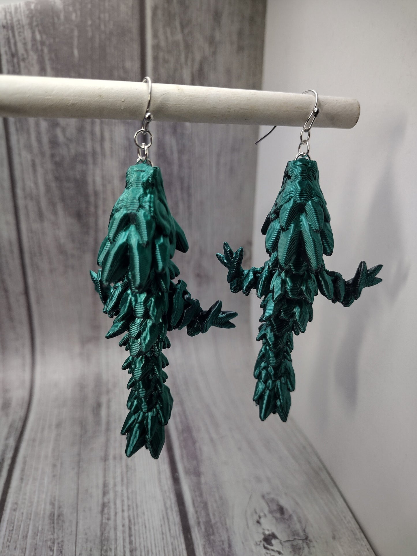 3d Gemstone Dragon Earrings Custom Color - Print to Order 3d Printed Dragon Stainless Steel