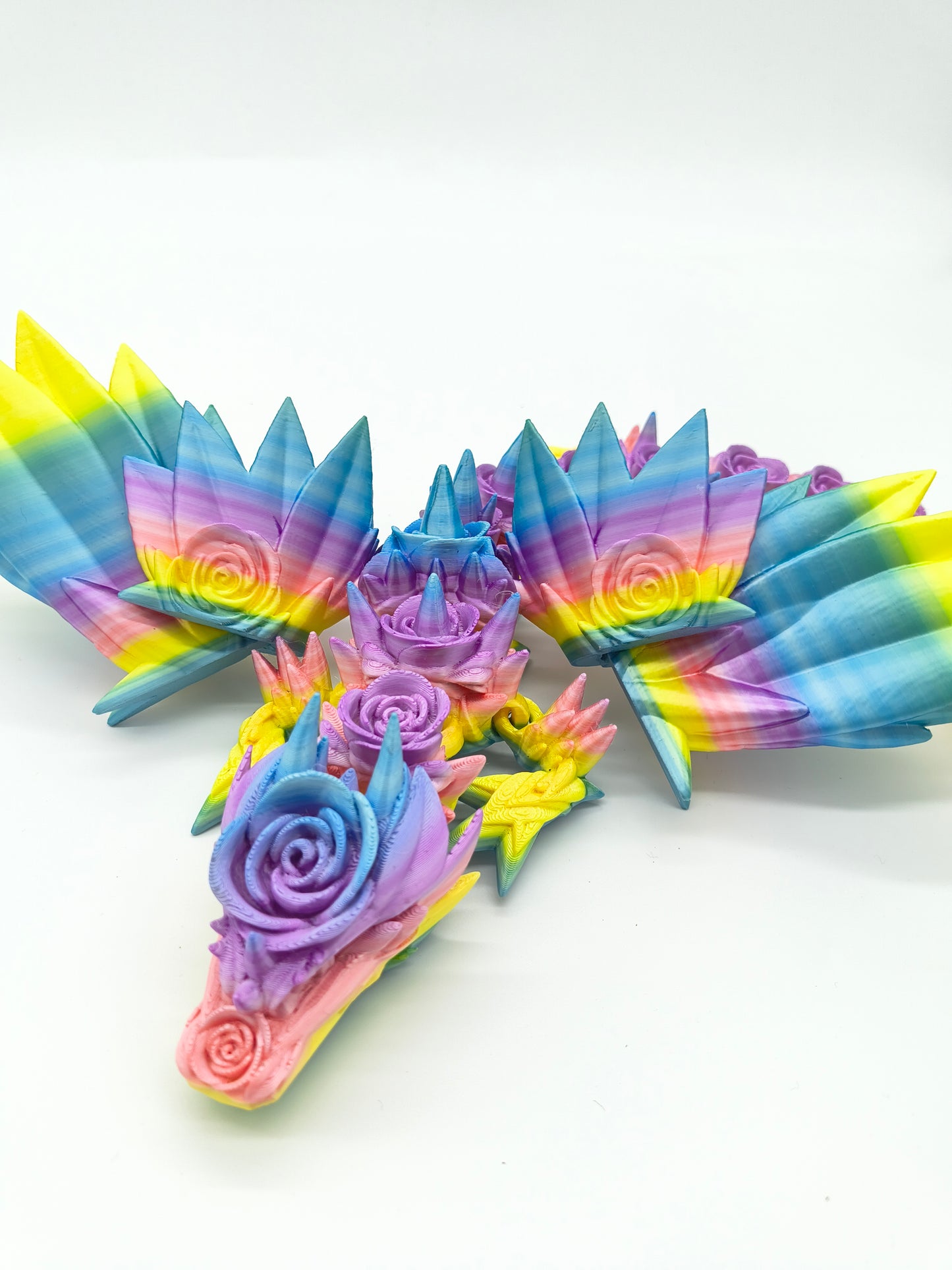 Rainbow Rose Winged Dragon