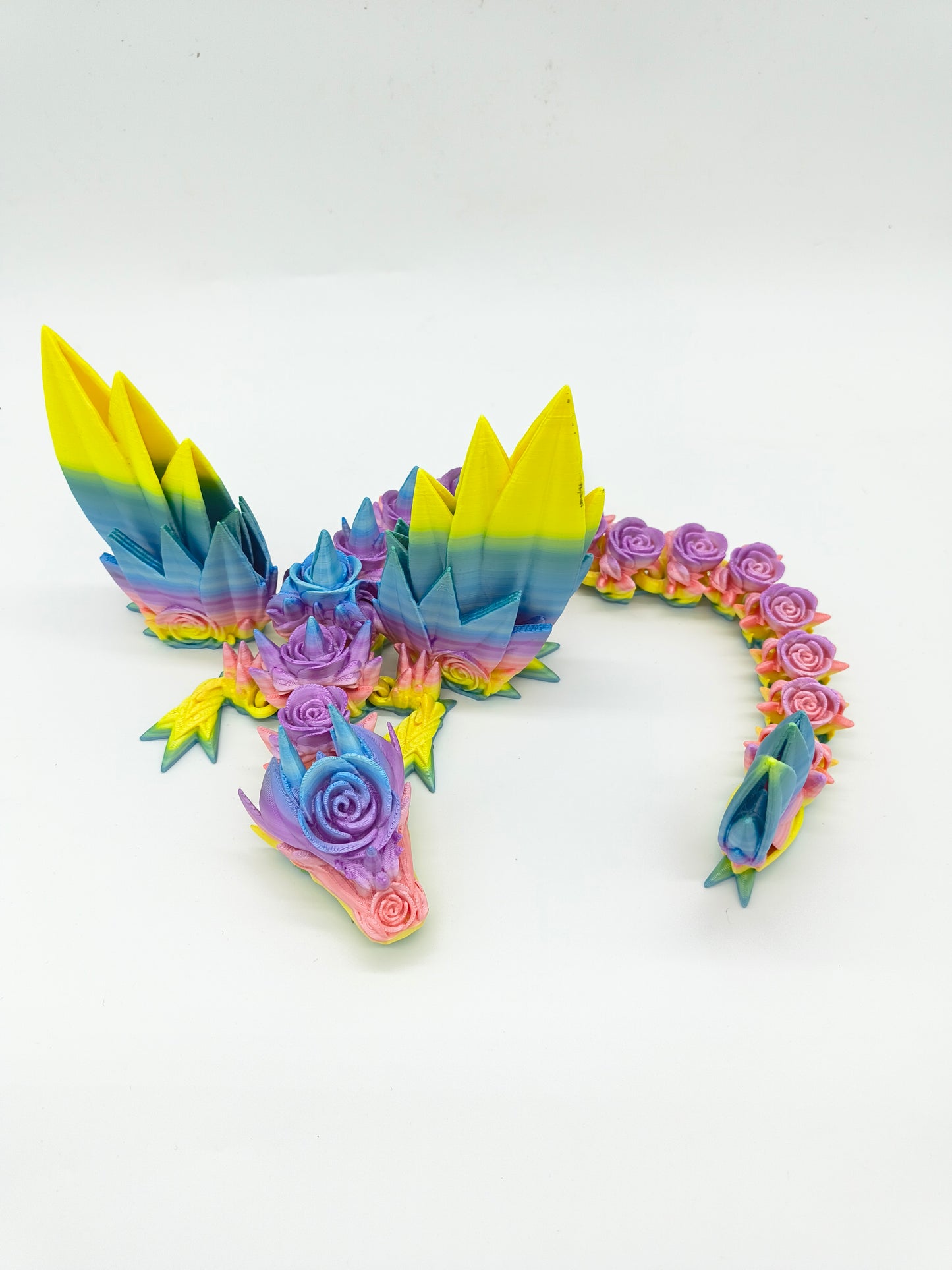 Rainbow Rose Winged Dragon