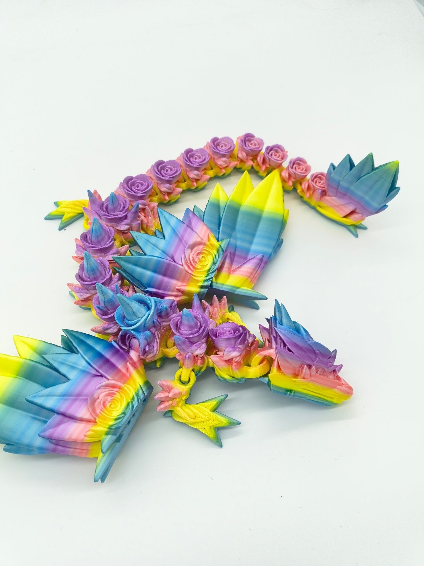 Rainbow Rose Winged Dragon