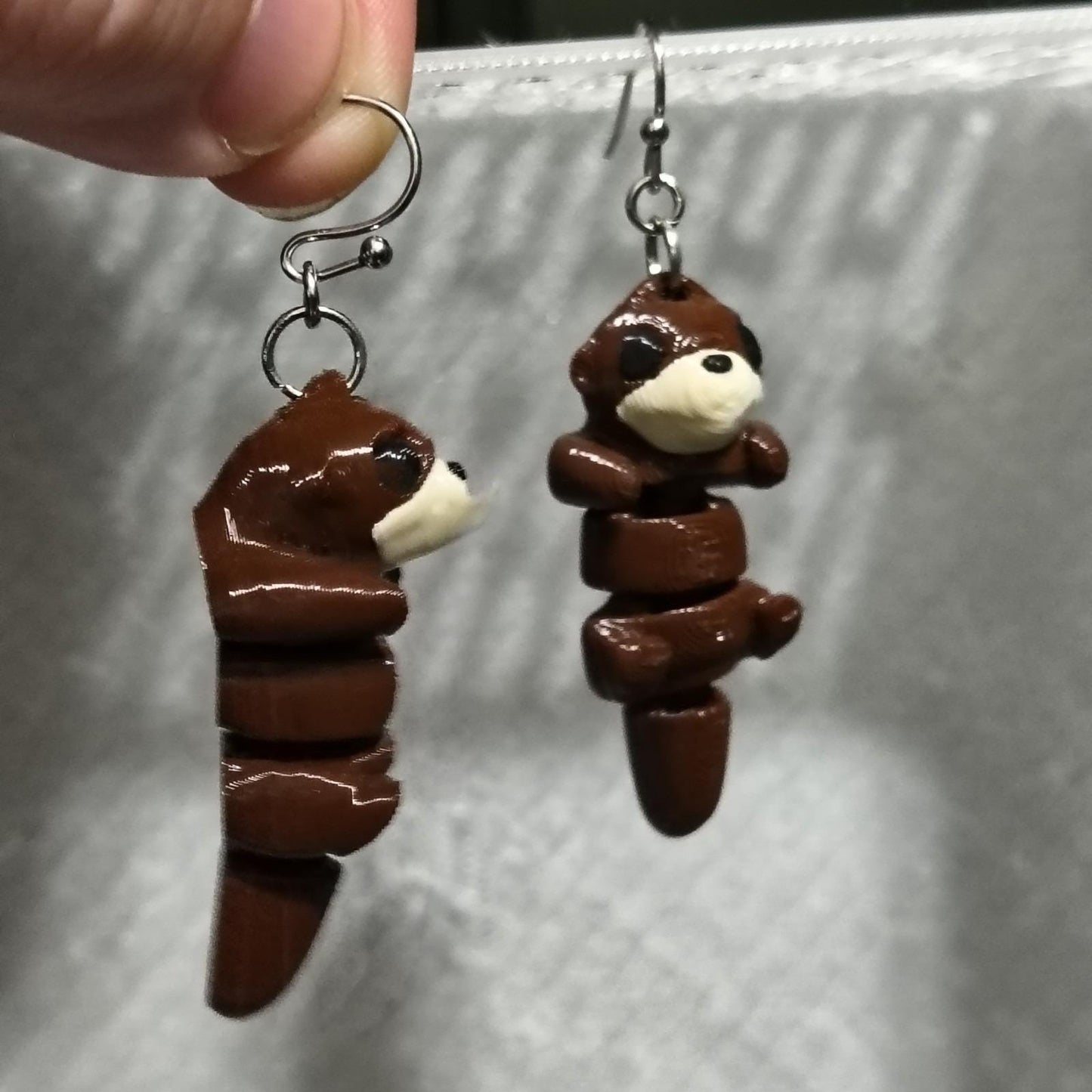 Otter Earrings 3d Printed Jewelry Stainless Steel Lightweight