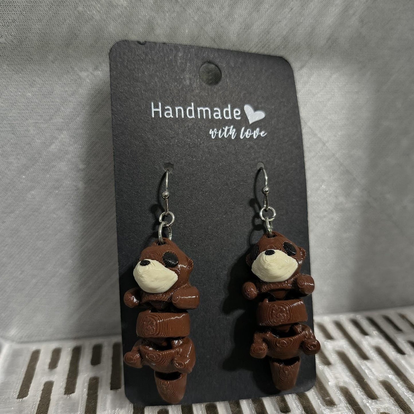 Otter Earrings 3d Printed Jewelry Stainless Steel Lightweight