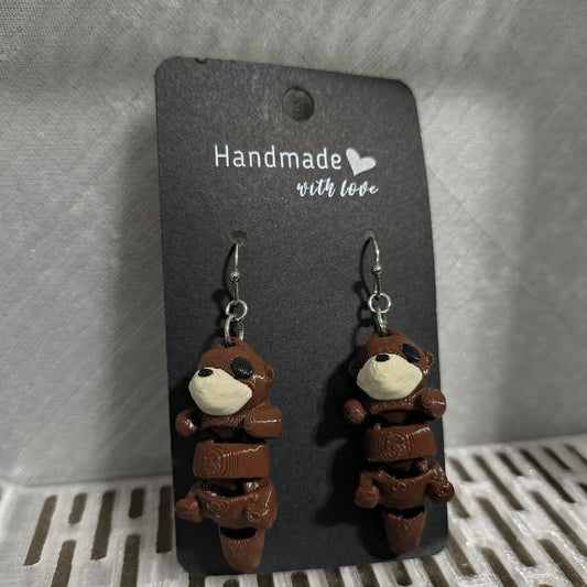 Otter Earrings 3d Printed Jewelry Stainless Steel Lightweight