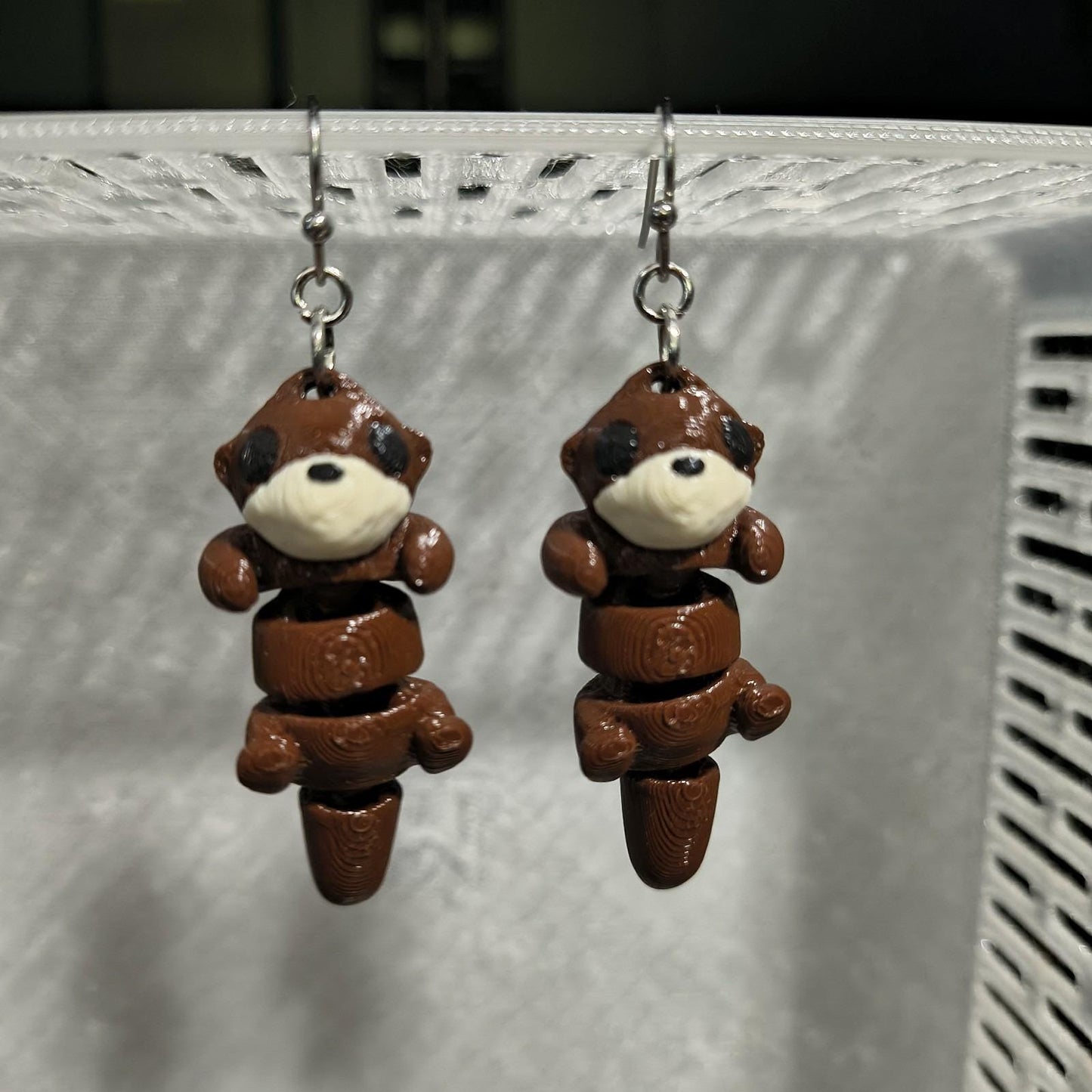 Otter Earrings 3d Printed Jewelry Stainless Steel Lightweight