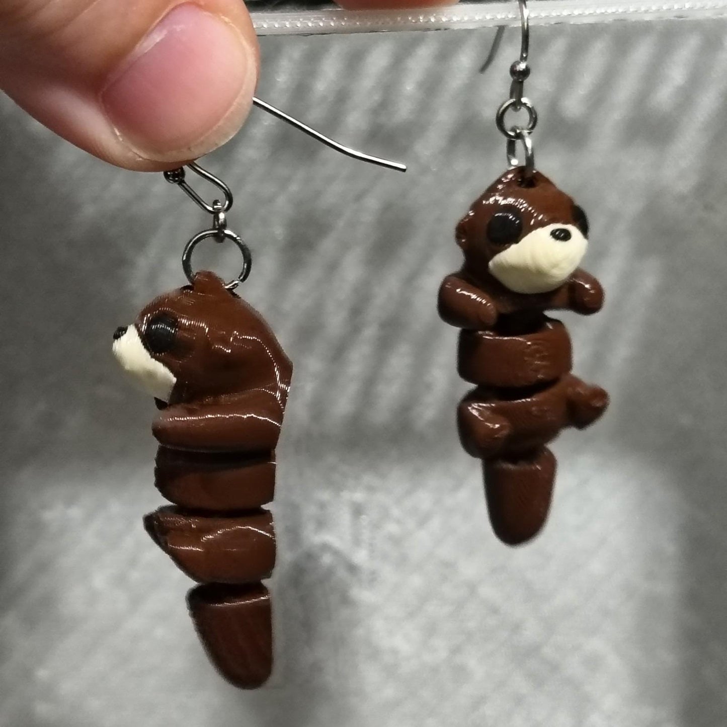Otter Earrings 3d Printed Jewelry Stainless Steel Lightweight