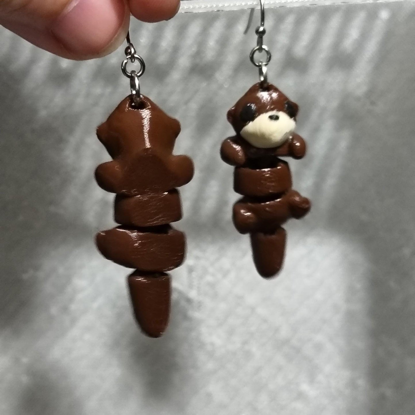 Otter Earrings 3d Printed Jewelry Stainless Steel Lightweight