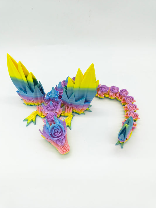 Rainbow Rose Winged Dragon
